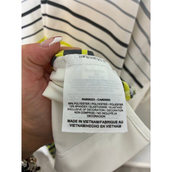 Nike Golf Men’s XXL Dri Fit Victory Stripe Shirt Yellow Black White Sportswear - Picture 3 of 5